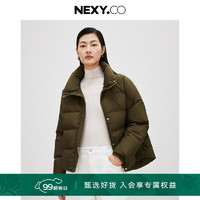 奈蔻NEXY.CO/2024年冬季新款通勤纯色半高领羽绒服短款保暖外套