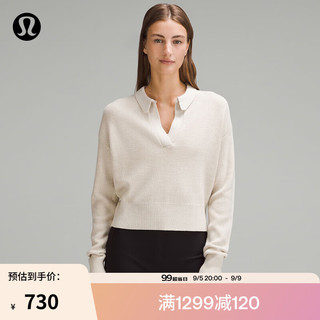 lululemon丨Collared 女士羊毛混纺带领毛衣 LW3HJNS 杂色米白色 S