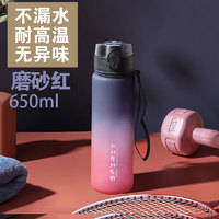 景盏 运动大容量塑料防摔水杯 650ml 磨砂红蓝