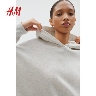 H&M2024秋季女装时尚休闲百搭连帽棉质连衣裙1234769 混浅灰色 160/88 S