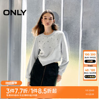 ONLY2024秋季时尚设计感亮钻装饰正肩圆领卫衣女|12439S029 G12 灰花色 180/96A/XXL