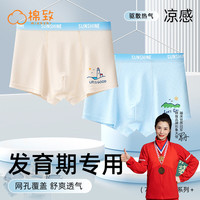 棉致青少年内裤男发育期初中大童胖童男生莫代尔冰丝平角四角裤夏 9415【网眼冰丝 7A级抗菌】 2条 M 【70-79斤】