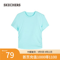 斯凯奇（Skechers）2024女童短袖T恤舒适百搭中L224G092 天堂绿/011F 4XL