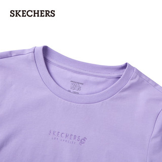 斯凯奇（Skechers）2024女童短袖T恤舒适百搭中L224G092 紫玫瑰色/01NE 4XL