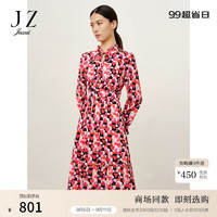 玖姿（JUZUI）爱心印花休闲连衣裙女2024秋季JWDQ50049 花枣红 L