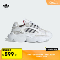 adidas 阿迪达斯 OZMILLEN EL轻盈百搭老爹鞋男小童儿童阿迪达斯三叶草 白/浅灰/黑色 28码