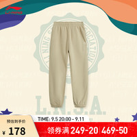 李宁 LI-NING童装束脚卫裤男大童24秋季纯色百搭弹力柔软运动裤子YKLU253 中卡其-2 130cm