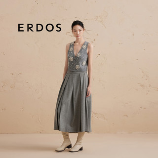 ERDOS 24秋冬伞裙纯色职场通勤风A字裙中长款女半身裙 海鸥灰 170/72A/L