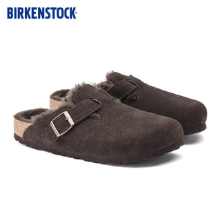 BIRKENSTOCK勃肯毛毛鞋外穿男女同款软木拖鞋Boston shearling系列 棕色男款1020567 38