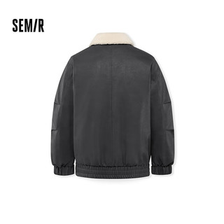 森马（Semir）羽绒服男2024冬季复古仿皮衣薄款短夹克撞色拼接外套毛领 灰色调（灰鸭绒）00422 160/80A/XS