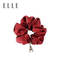 ELLE【100%桑蚕丝】发圈大肠圈女生优雅高马尾头绳高级感 红