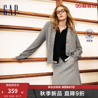 Gap女装2024秋季纯羊毛V领针织衫经典简约气质百搭开衫638266 灰色 165/84A(M) 亚洲尺码