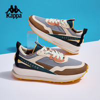 KAPPA卡帕男鞋软底运动鞋2024秋季厚底跑步鞋休闲户外跑鞋子男 采石灰/拿铁咖色/米黄色 43