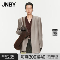 JNBY24秋皮衣女宽松长袖V领5O8A12390 210/灰咖 S