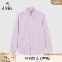 布克兄弟（BrooksBrothers）男士24早秋清爽条纹扣结领休闲衬衫 B650-粉色 S