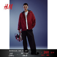 H&M2024秋季男装女装宽松版型尼龙外套式衬衫1238241 红色 175/108