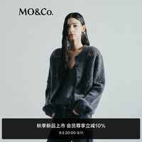 MO&Co.NOIR系列2024秋手工钉钻雾面细绒针织开衫MBD3CAR032 深花灰色 XS/155
