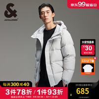 杰克·琼斯（JACK&JONES）男装衣服秋冬时尚潮流防泼水抗沾湿宽松连帽短款羽绒服男厚款 静谧灰C41 静谧灰C41 165/88A/XS