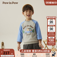 PawinPaw卡通小熊童装2024年秋冬男女宝圆领卫衣经典拼接舒适 Blue蓝色/50 130cm