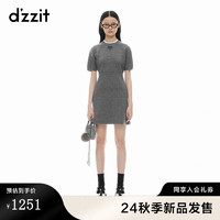 DZZIT地素连衣裙2024秋季初秋复古意象短袖裙子女 中灰色 S