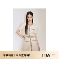 ochirly欧时力 金葱小香风外套套装女短款高级复古2024秋季 浅卡其 XL