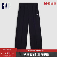 Gap女装2024秋季碳素软磨抓绒logo拼缝设计长裤针织裤640738 黑色 155/58A(XS) 亚洲尺码