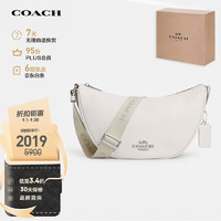 COACH 蔻驰 女士中号单肩斜挎包半月包白色皮革CT644SVHA