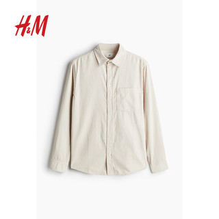 H&M2024秋季男士标准版型灯芯绒衬衫1227956 浅米色 165/84