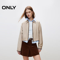 ONLY2024秋季休闲复古风撞色翻领长袖短款外套女|124336014 C07 水泥沙色 160/80A/S