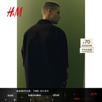 H&M2024秋季男士标准版型灯芯绒衬衫1227956 深棕色 175/100