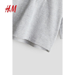 H&M2024秋季童装男婴女婴珠地布长袖Polo衫1255549 混灰色 90/48