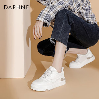 达芙妮（DAPHNE）板鞋女鞋子2024春季百搭运动休闲低帮LP 糯米白 39