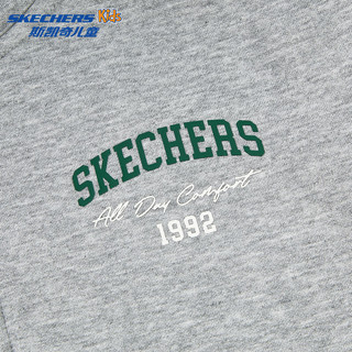 Skechers斯凯奇男女童春秋舒适保暖柔软轻盈连帽针织套装L424K039 花灰色/00RP 165cm