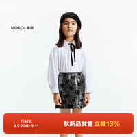 little MO&Co.little moco童装24秋装女童纯棉娃娃领蝴蝶结长袖白衬衫衬衣 本白色 110/56
