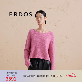 ERDOS 24秋冬新品一字领长袖套衫减龄宽松时尚肌理感厚款上衣女针织衫 悬铃花紫 1