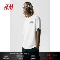 H&M2024夏季男装女装时尚休闲百搭宽松版印花T恤1034065 白色/Meadow Flowers 180/124 XXL