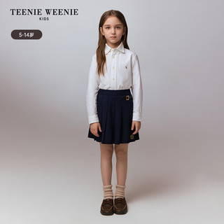 Teenie Weenie Kids小熊童装24秋女童经典百搭刺绣百褶半身裙 藏青色 120cm