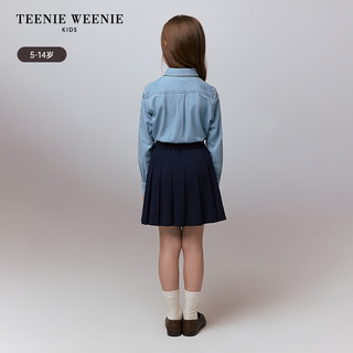 Teenie Weenie Kids小熊童装24秋女童经典百搭刺绣百褶半身裙 藏青色 120cm