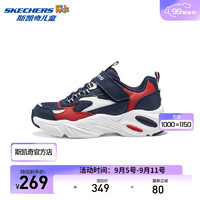 斯凯奇（Skechers）夏季儿童鞋款男童透气运动鞋舒适405204L 海军蓝色/红色/NVRD 30码