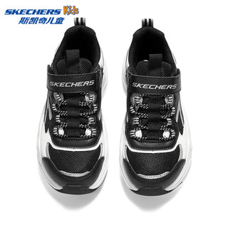 斯凯奇（Skechers）夏季儿童鞋款男童透气运动鞋舒适405204L 黑色/白色/BKW 28.5码