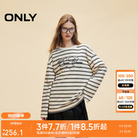 ONLY2024秋季舒适日常宽松圆领纯棉条纹长袖卫衣女|12439S021 H22 卢卡黑白条纹 165/84A/M