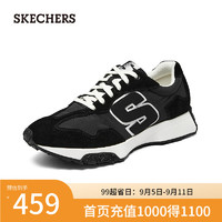 斯凯奇（Skechers）男鞋2024春夏复古德训鞋阿甘鞋舒适210744 黑色/BLK 44