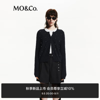 MO&Co.针织开衫2024秋含绵羊毛牦牛绒手工钻饰绞花MBD3CAR019 深花灰色 XS/155