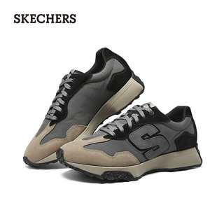 斯凯奇（Skechers）男鞋2024春夏复古德训鞋阿甘鞋舒适210744 灰色/黑色/GYBK 39.5