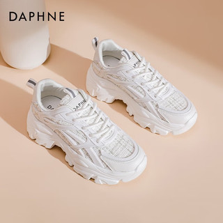 达芙妮（DAPHNE） 老爹鞋女小香风厚底运动休闲JL 白色 40