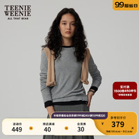 Teenie Weenie小熊秋季舒适贴身长袖T恤柔软打底衫设计感上衣 灰色 160/S