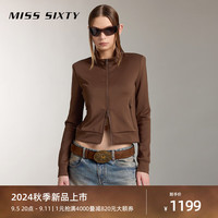 MISS SIXTY2024秋季外套女立领可拆垫肩双拉链短款美式运动风 啡色 XS