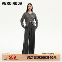 VEROMODA牛仔裤女2024秋季女装新条纹高腰宽松阔腿拼接牛仔裤时尚通勤 深牛仔灰色 175/76A/XL