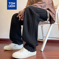 唐狮 TONLION2024秋季男侧边拼接织带直筒长裤WP 碳黑 2XL