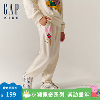 Gap【小猪佩奇联名】女童2024秋季印花针织长裤儿童装645980 白色 110cm (4-5岁) 亚洲尺码